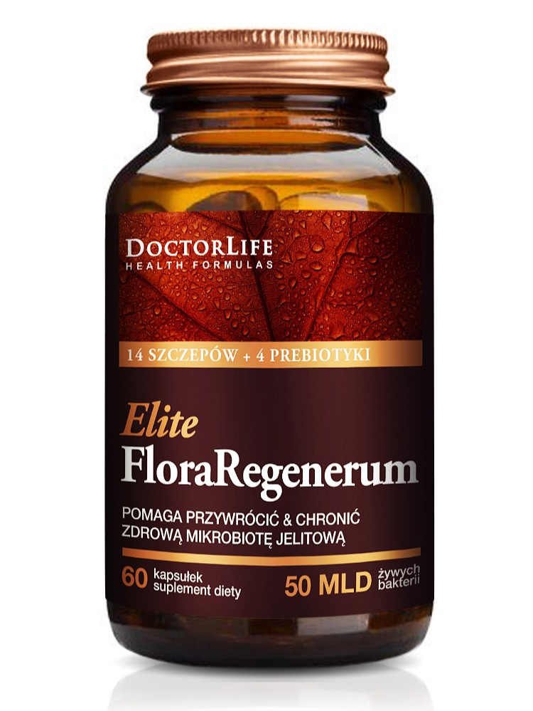 Doctor Life Flora Regenerum Elite Probiotyki 14 szczepów + 4 prebiotyki, 60 kapsułek