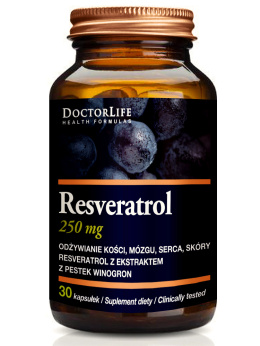 Resveratrol 250mg z ekstraktem z pestek winogron | 30 kapsułek | Doctor Life