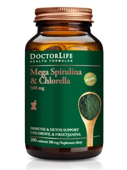 Mega Spirulina&Chlorella Detox Support | 200 kapsułek